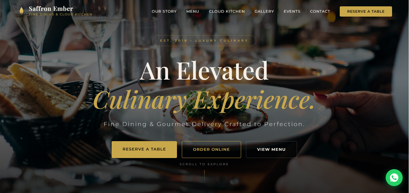 Saffron Ember restaurant website by Appetenza Technologies